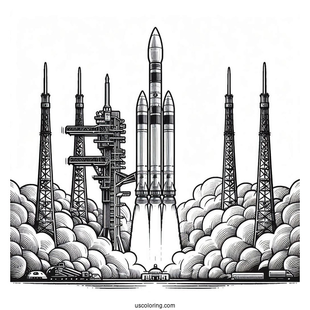 Soyuz Rocket Launching From Pad Coloring PAge
