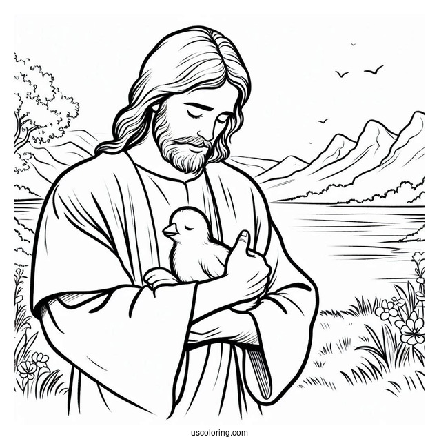 Loving Jesus Coloring Page In Nature