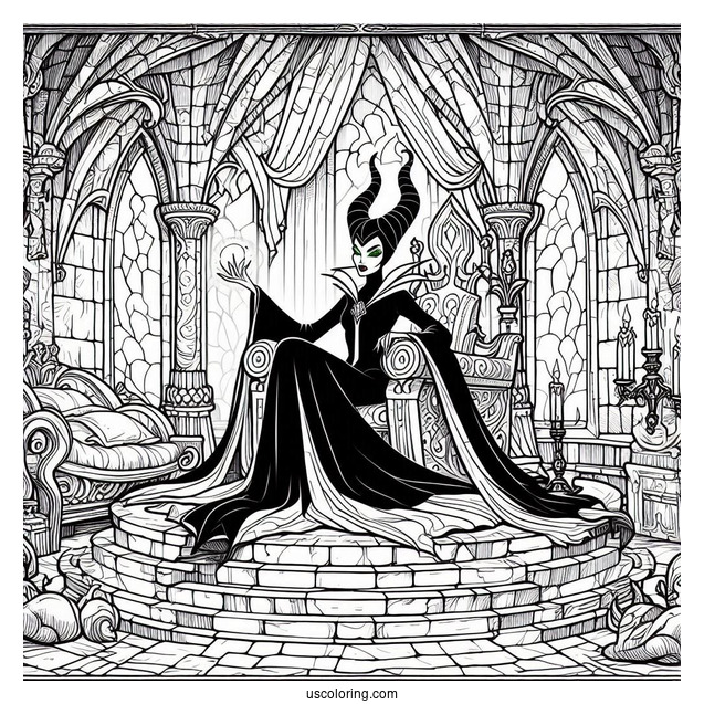 Maleficent In Castle Dungeon Coloring Page