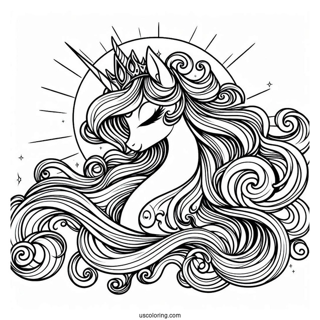 Princess Luna Coloring Page With Flowing Mane