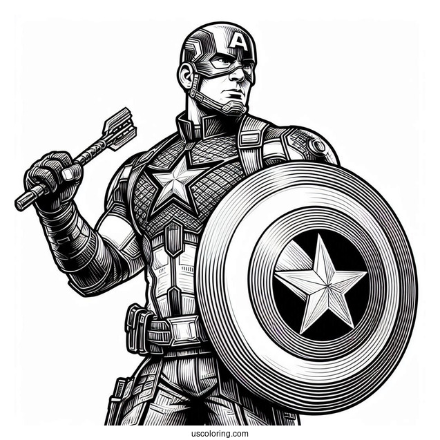 Detailed Captain America Holding Vibranium Shield