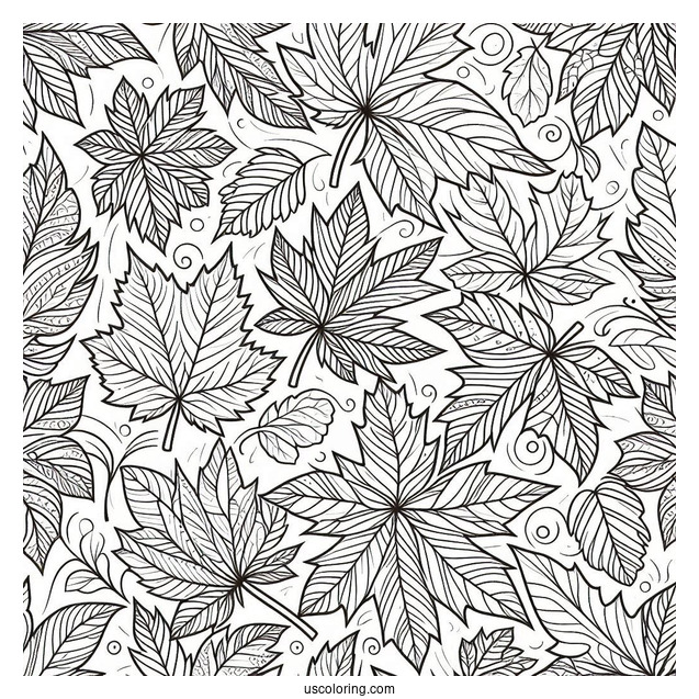 Maple Leaves Pattern Coloring Page