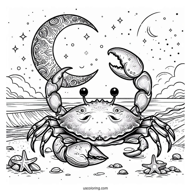 Nigerian Moon Crab Coloring Page At The Beach