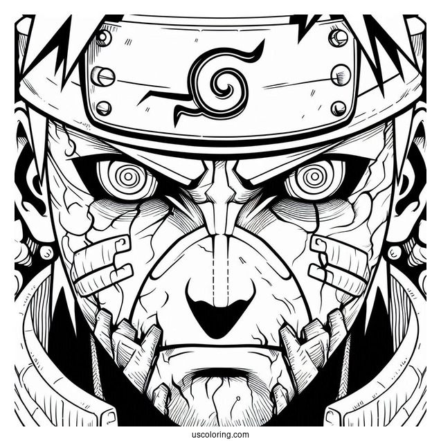 Naruto Coloring Page Of Villain Pain with Rinnegan Eyes