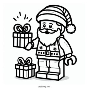 Coloring Page Of a Lego Santa Claus