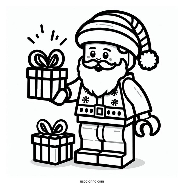 Coloring Page Of a Lego Santa Claus