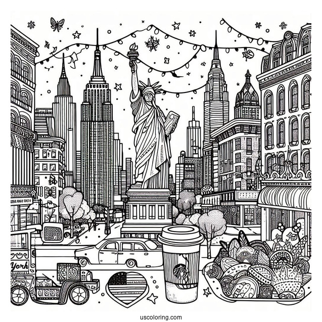 New York Coloring Page Of We Are Happy To Serve You Cup