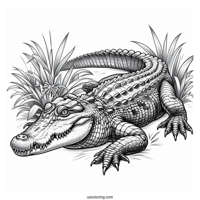 Realistic American Crocodile Coloring Page