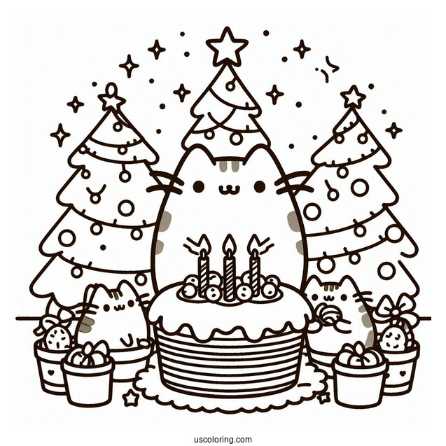 Pusheen And Friends Decorating Christmas Tree