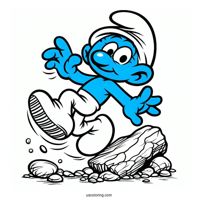 Clumsy Smurf Tripping On Rock