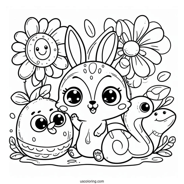 Smiling Critters Coloring Page Logo