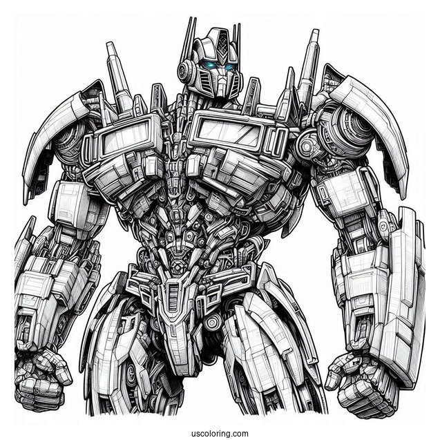 Realistic Optimus Prime Coloring Page From Transformers Movie