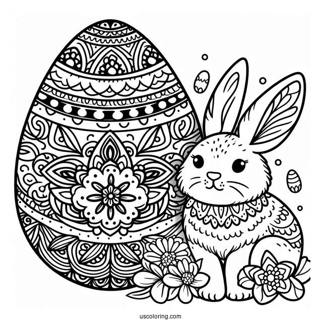 Easter Bunny Coloring Page Inside Easter Egg Mandala