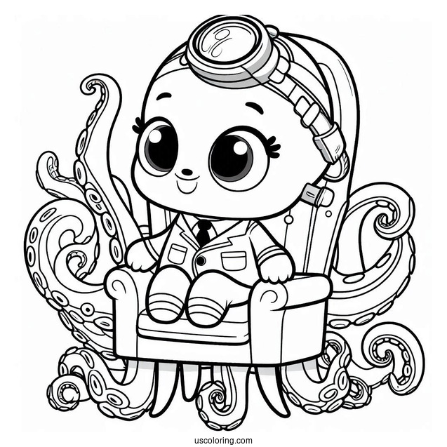 Octonauts Coloring Page Of Professor Inkling Octopus On Chair