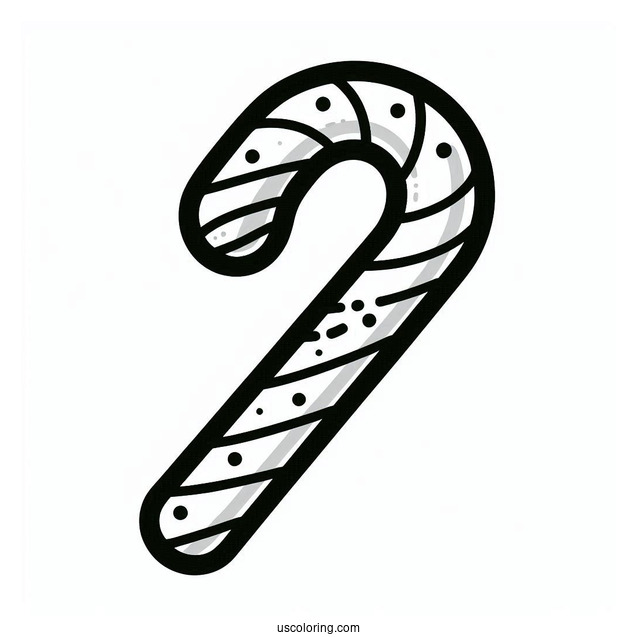 Simple To Color Candy Cane For Kids