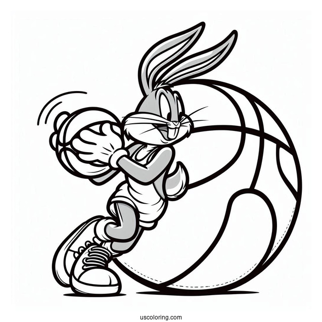 Bugs Bunny Dribbling Ball Coloring Page