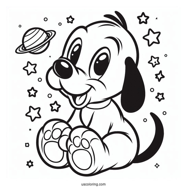 Cute Baby Pluto Coloring Page For Preschoolers