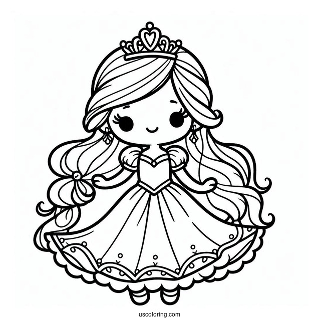SImple Princess Coloring Page Outline For Preschoolers