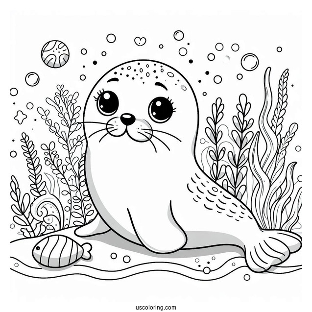 Cute Seal Coloring Page For Preschoolers