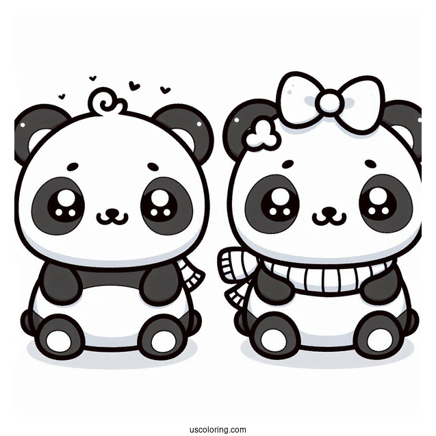 Two Cute Kawaii Pandas