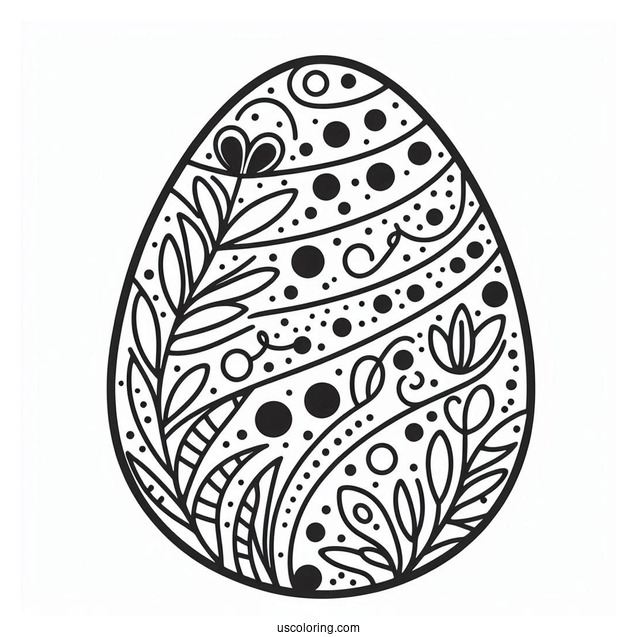 Polka Dots And Curvy Lines Easter Egg Design For Preschoolers