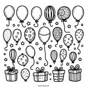 Assorted Balloons To Color For Kids