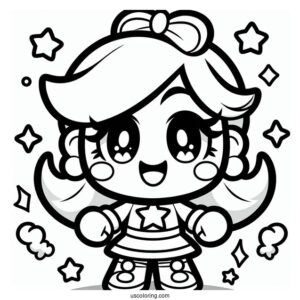 Brawl Stars Coloring Page Of Easy Smiling Mandy For Preschoolers