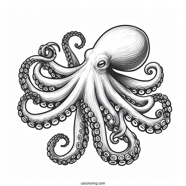 Realistic Octopus Coloring Page