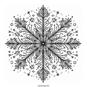 Stellar Snowflake Coloring Page With Round Tips