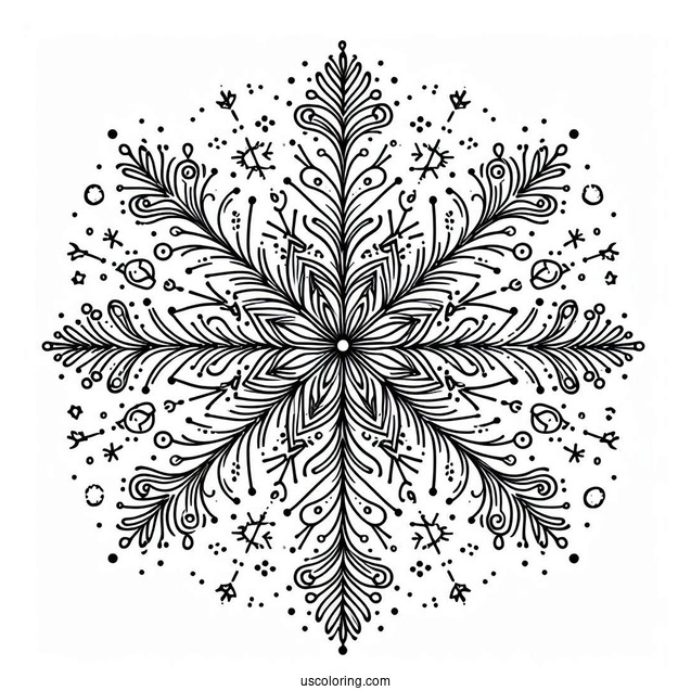 Stellar Snowflake Coloring Page With Round Tips