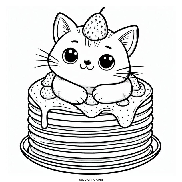 Cat Hugging Pancake Coloring Page Tower