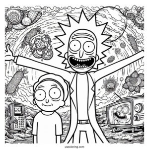 Detailed Rick And Morty TV Poster Coloring Page