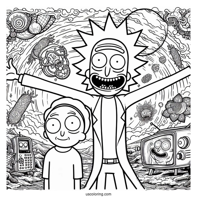 Detailed Rick And Morty TV Poster Coloring Page