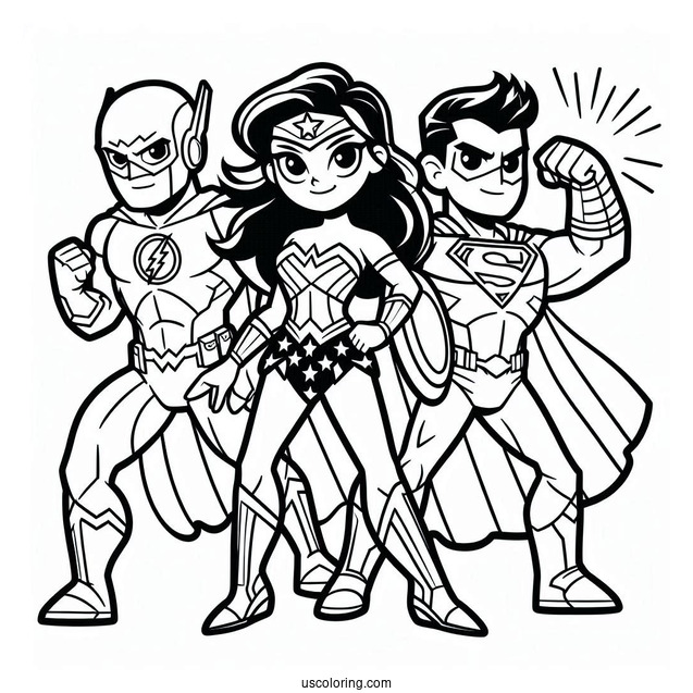 Cute Justice League Coloring Page Cartoon For Preschoolers