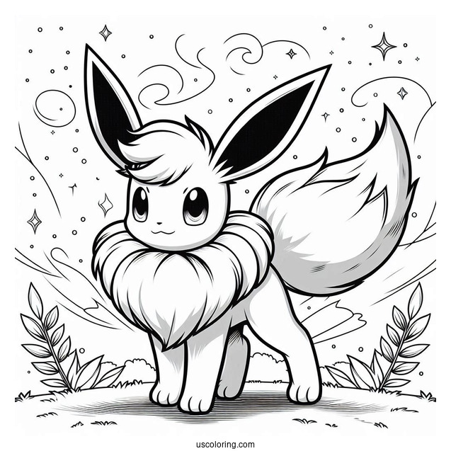 Flareon Eevee In Battle Stance Coloring In