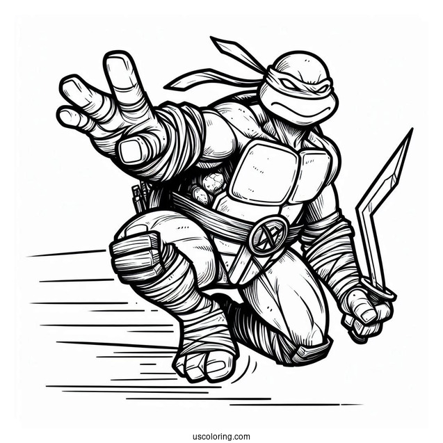 Ninja Turtles Coloring Page Of Simple Leatherhead Charging