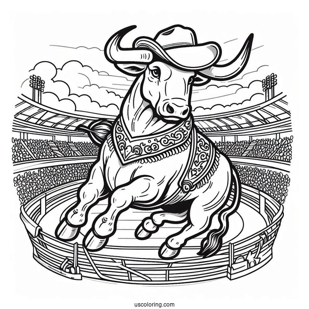 Coloring Sheet Of Rodeo In Stadium