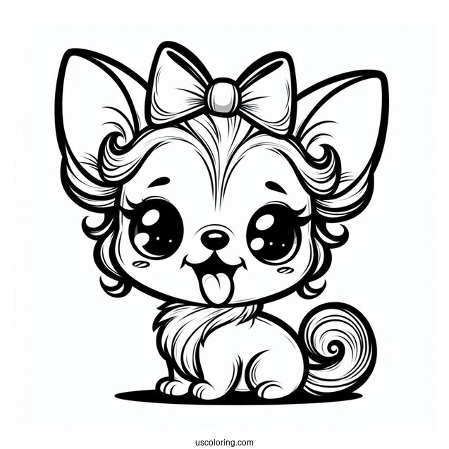 Chibi Puppy Chihuahua Coloring Page With Tongue Out For Preschoolers