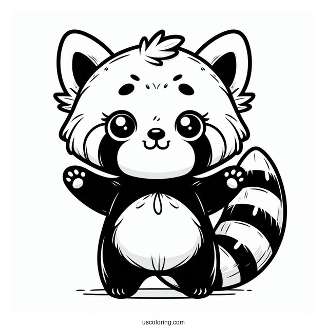 Adorable Red Panda With Hands Raised