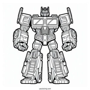 Cute Cartoon Optimus Prime Coloring Page For Preschoolers