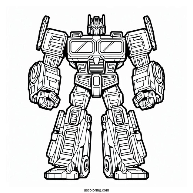 Cute Cartoon Optimus Prime Coloring Page For Preschoolers
