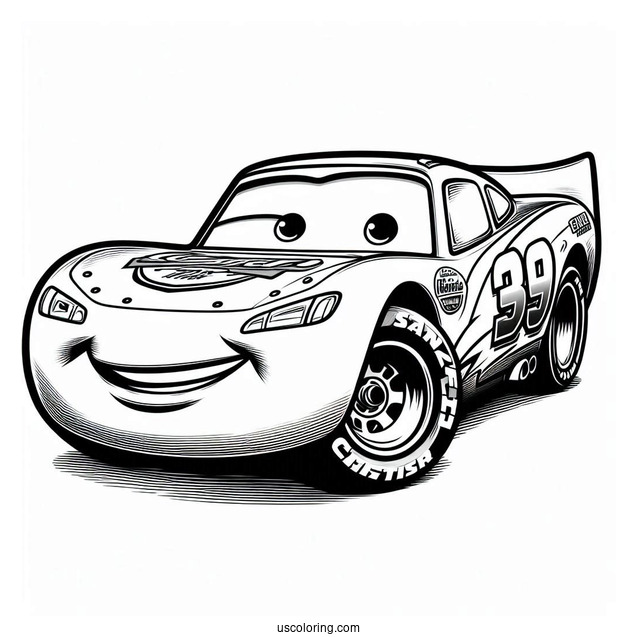 Lightening McQueen From Cars Movie To Color