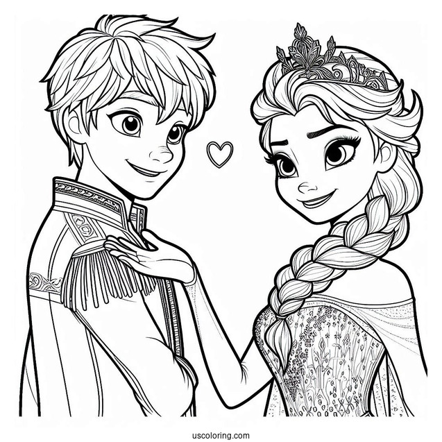 Elsa And Jack Frost Coloring Page