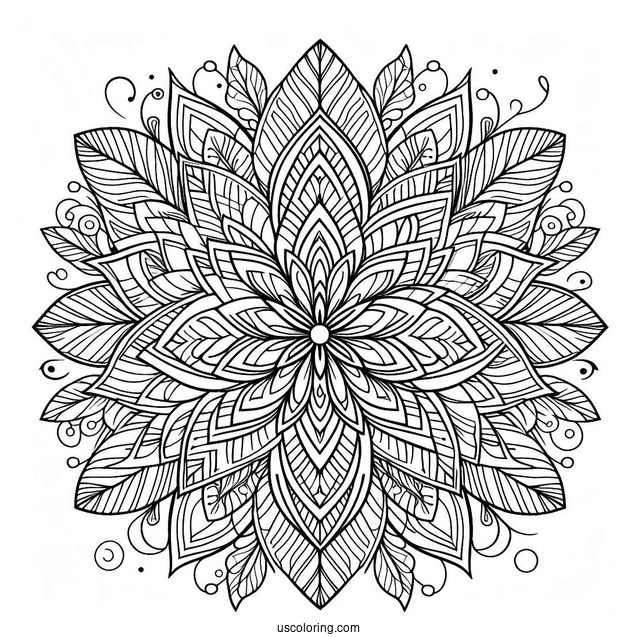 Tangled Flower Mandala Coloring Page