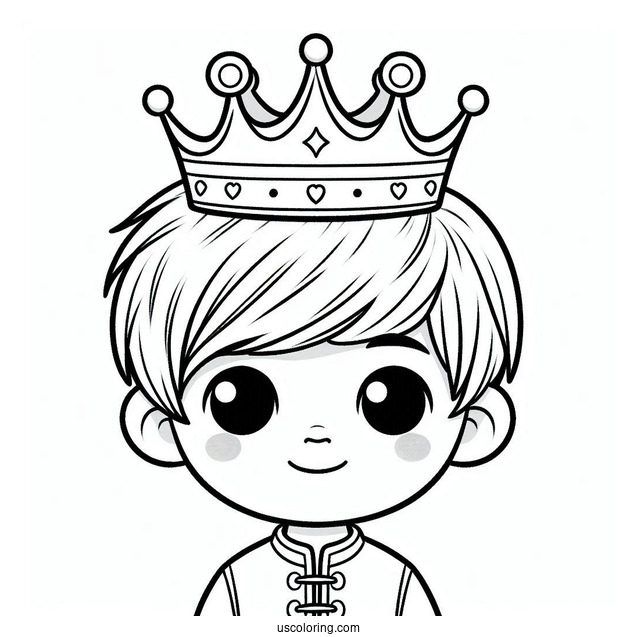 Boy Wearing Crown Coloring In For Preschoolers