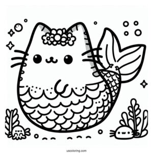 Coloring Page Of Mermaid Pusheen