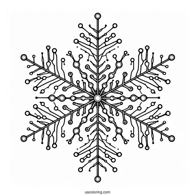 Stellar Dendrite Snowflake Coloring Page Outline