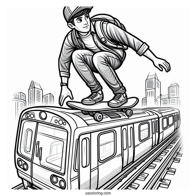 Subway Surfers Coloring Page Tricky On Top Of A Train