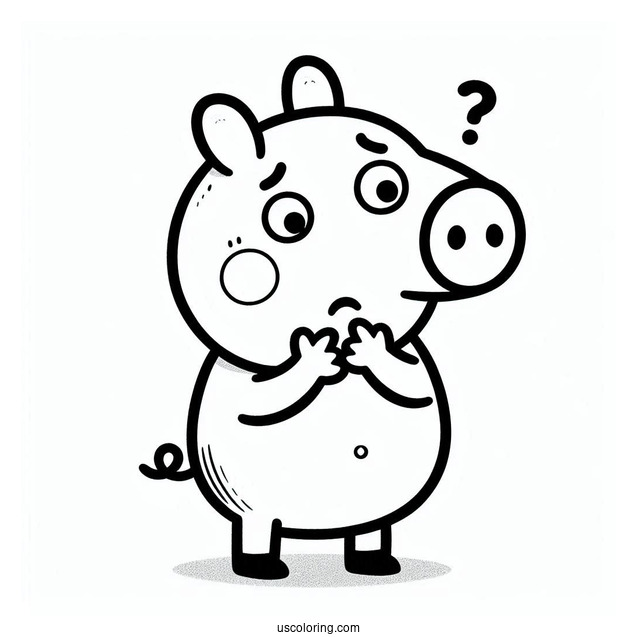 Concerned George Pig Coloring Page