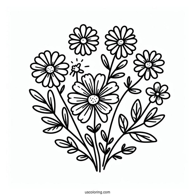 Flower Coloring Pages Of Simple Outline Of Daisies For Preschoolers